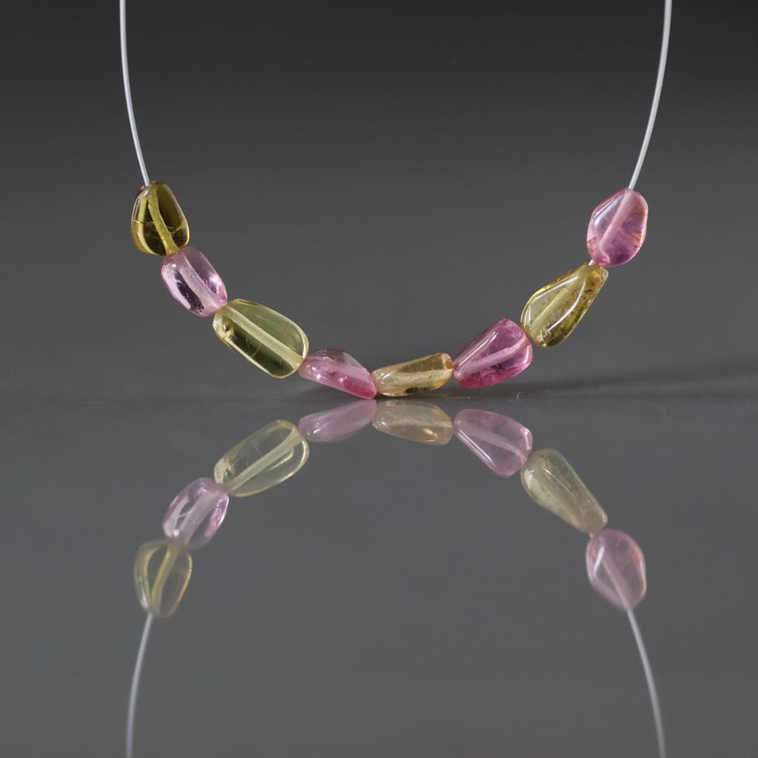 Tiny Rare Congo Pink Yellow Tourmaline Beads Smooth Nuggets Oval 8 Pcs Genuine Gemstone DIY Jewelry Making Gift October Birthstone