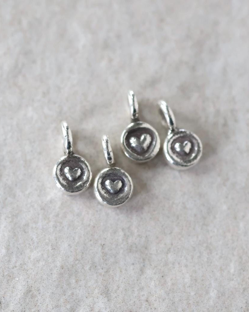 Tiny Sterling Silver Heart Charm Thai Silver Pendant Mini Heart Stamp for DIY Jewelry Making Earrings Pendant