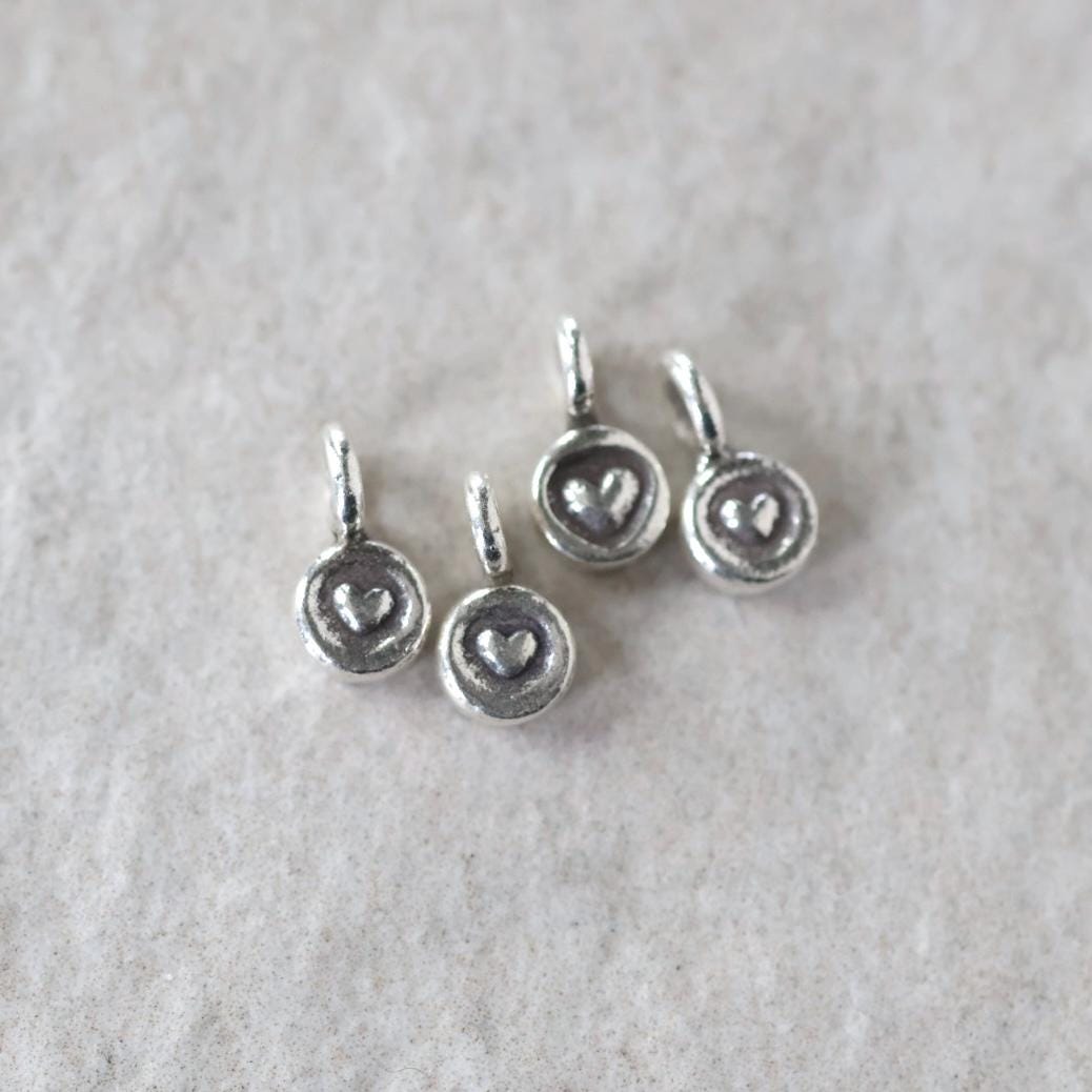 Tiny Sterling Silver Heart Charm Thai Silver Pendant Mini Heart Stamp for DIY Jewelry Making Earrings Pendant
