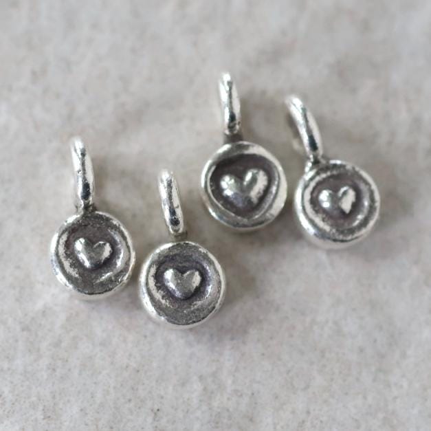 Tiny Sterling Silver Heart Charm Thai Silver Pendant Mini Heart Stamp for DIY Jewelry Making Earrings Pendant