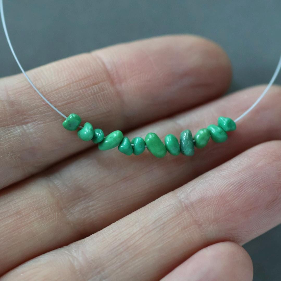 Vintage Nevada Green Turquoise Beads – Smooth Tiny Nugget Natural Gemstone 2mm-4mm