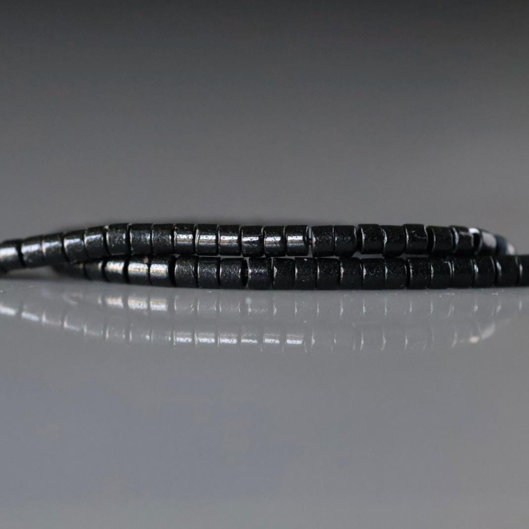 1.5mm 2.5mm Black Spinel Tube Beads Mini Tubes 15" Black Stone Crystal Genuine Gemstone Beads Jewelry Making Beading Craft Gift Seed Beads