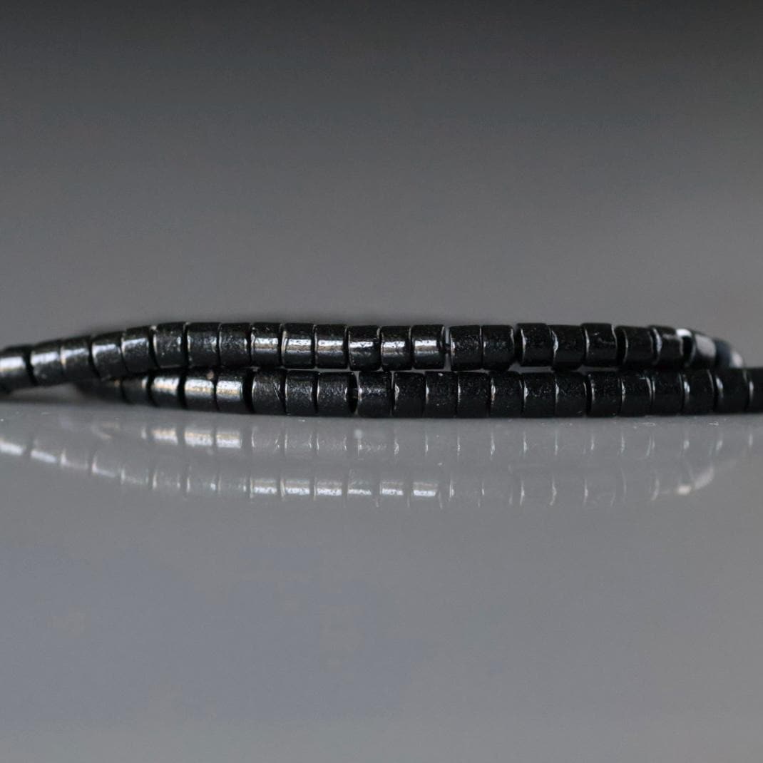 1.5‚Äì2.5mm Black Spinel Tube Beads ‚Äì Tiny Natural Gemstone 15" Strand