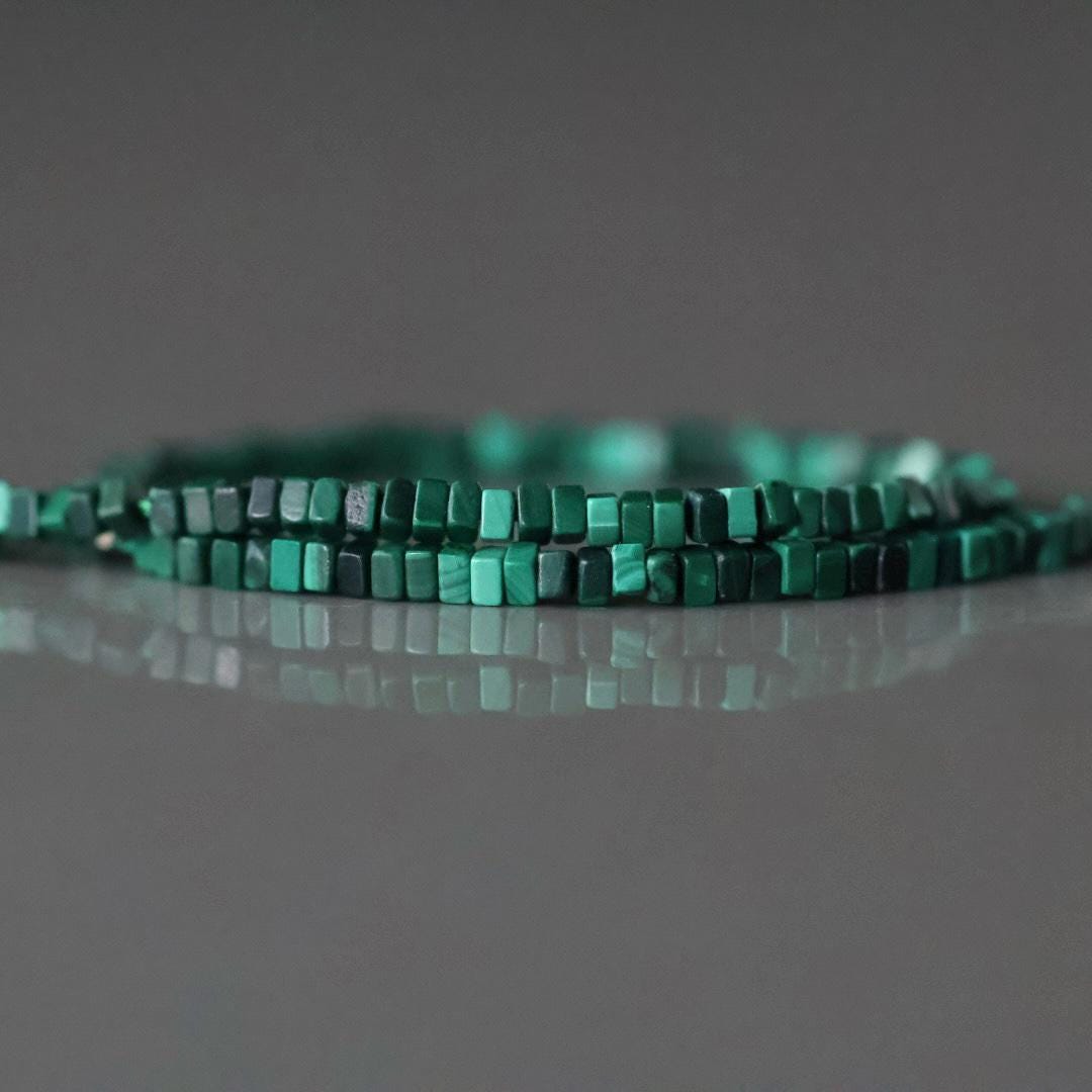 1.5mm AAA Malachite Beads Rectangle Slice Beads Cube 7" Vivid Green Malachite Gemstone Beads for Jewelry Making Beading Gift Crafter