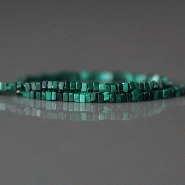 1.5mm AAA Malachite Beads Rectangle Slice Beads Cube 7" Vivid Green Malachite Gemstone Beads for Jewelry Making Beading Gift Crafter
