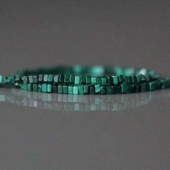 1.5mm AAA Malachite Beads Rectangle Slice Beads Cube 7" Vivid Green Malachite Gemstone Beads for Jewelry Making Beading Gift Crafter