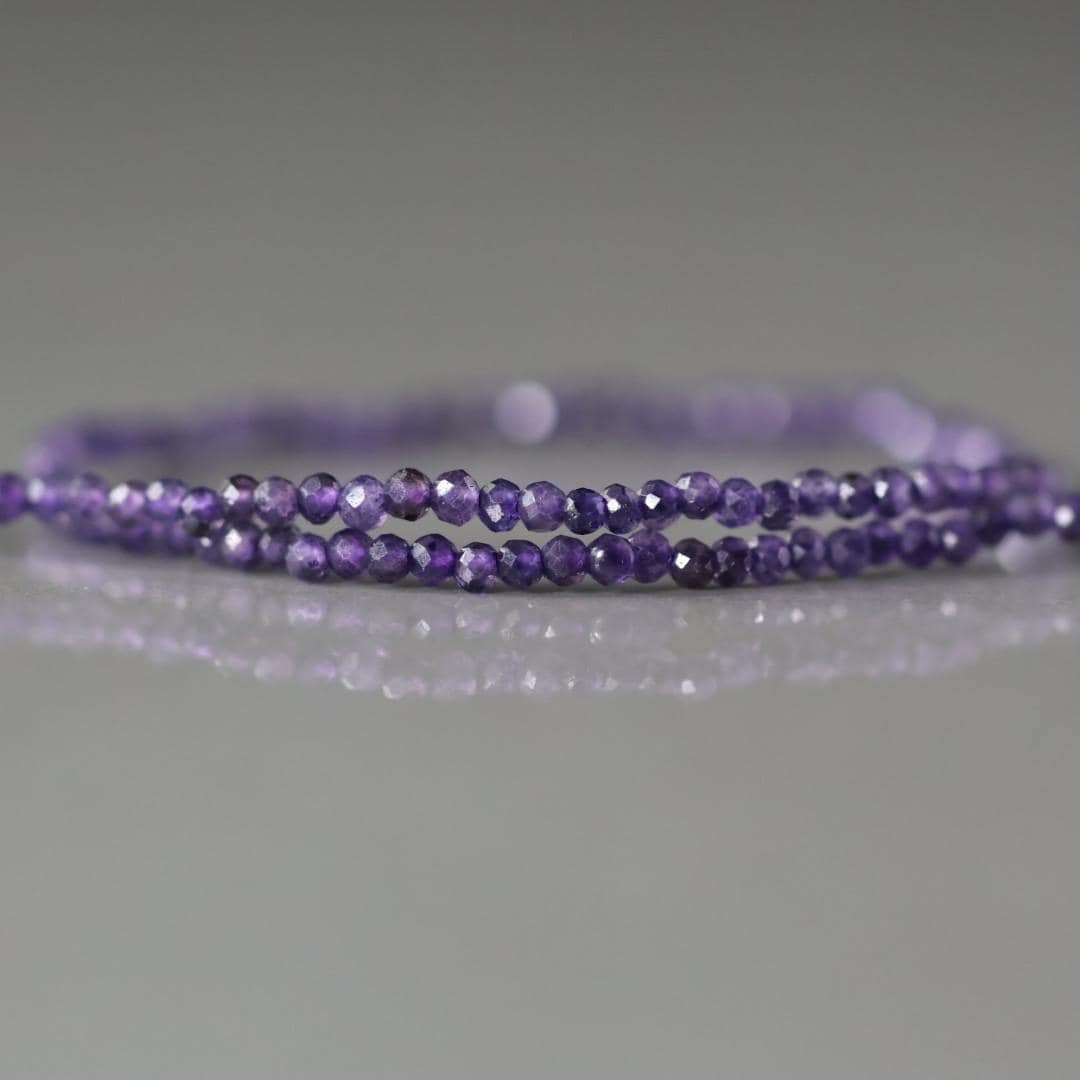 1.8mm 2mm Amethyst Beads Micro Faceted Beads Round 12.5" Purple Gemstone Beads Beading Crafter Gift February Birthstone