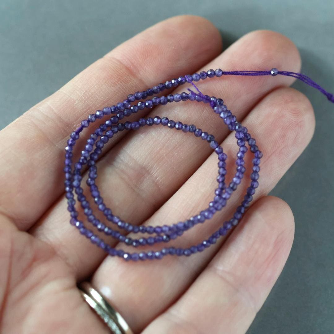 1.8mm 2mm Amethyst Beads - Faceted Round Gemstone 12.5"