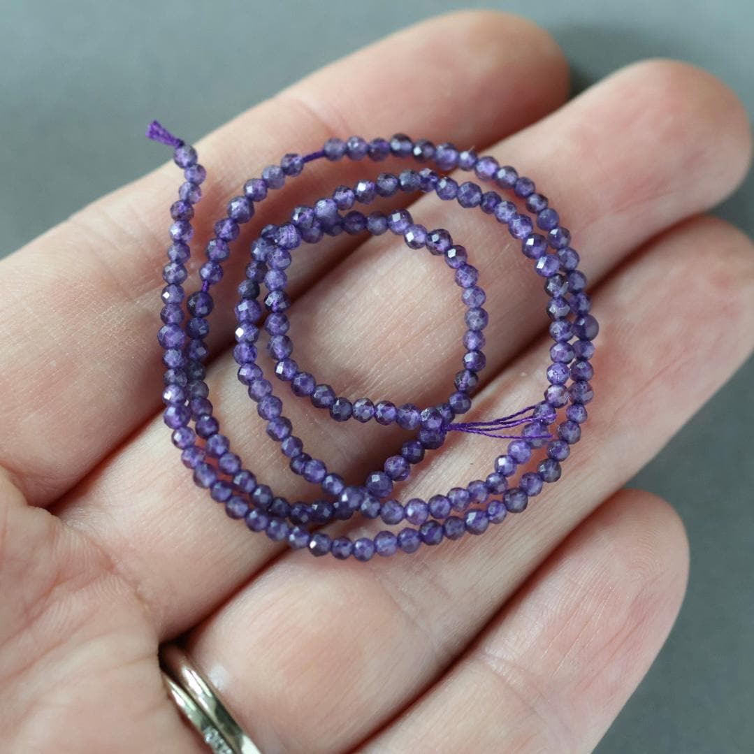 1.8mm 2mm Amethyst Beads - Faceted Round Gemstone 12.5"