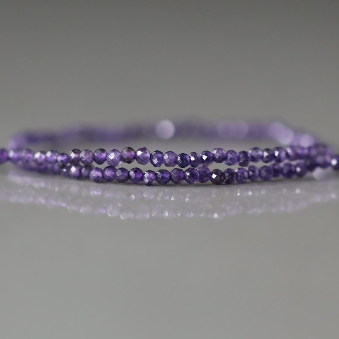 1.8mm 2mm Amethyst Beads - Faceted Round Gemstone 12.5"