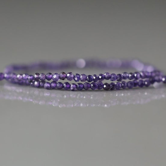 1.8mm 2mm Amethyst Beads - Faceted Round Gemstone 12.5"