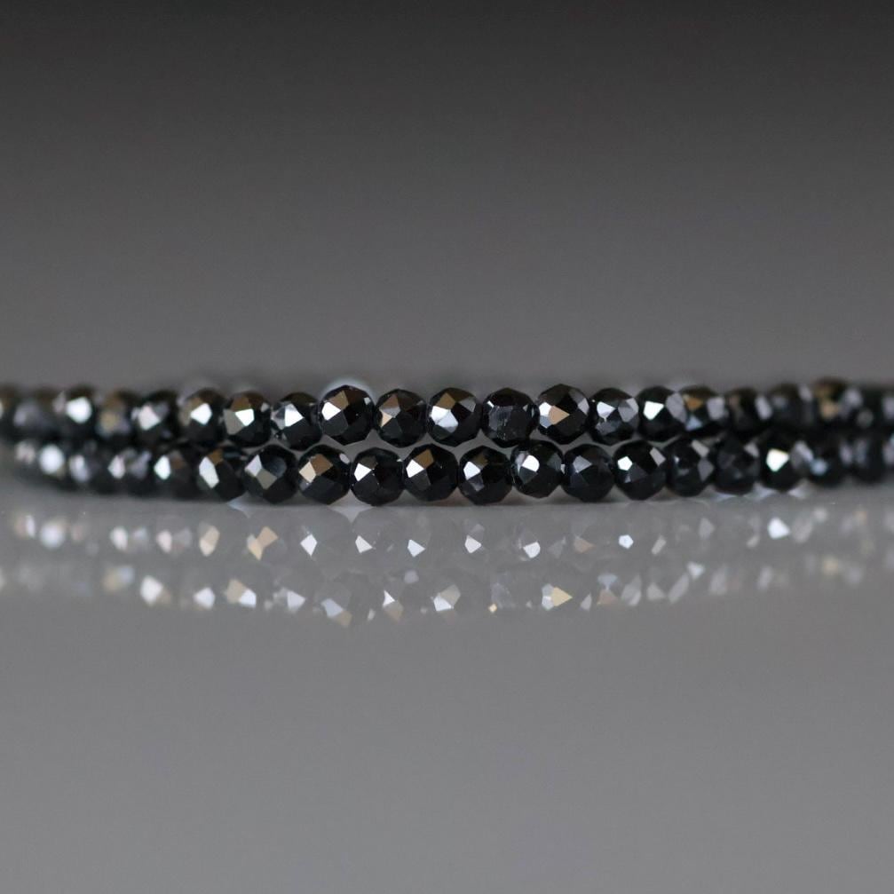 1.8mm Black Tourmaline Micro Faceted Beads Genuine Tourmaline 15" Gemstone Beads DIY Jewelry Making October Birthstone Crafter Beading Gift