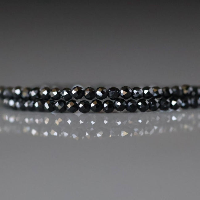 1.8mm Black Tourmaline Micro Faceted Beads Genuine Tourmaline 15" Gemstone Beads DIY Jewelry Making October Birthstone Crafter Beading Gift