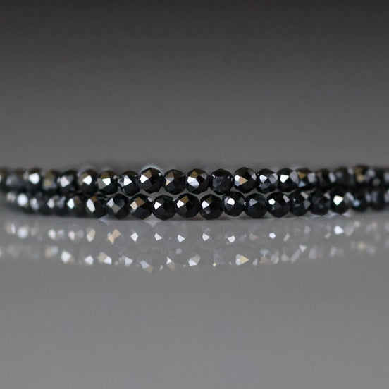 1.8mm Black Tourmaline Micro Faceted Beads Genuine Tourmaline 15" Gemstone Beads DIY Jewelry Making October Birthstone Crafter Beading Gift