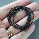 1.8mm Black Tourmaline Beads ‚Äì Tiny Faceted Round Natural Gemstone 15" Strand