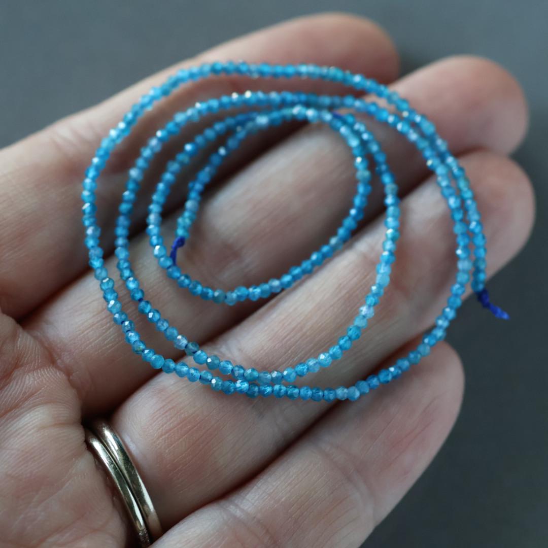 1.8mm Blue Apatite Faceted Beads 15" Genuine Gemstone Beads for Jewelry Making Beading Craft Gift Beads Tiny 2mm Seed Beads
