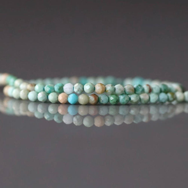 1.8mm AAA Peruvian Turquoise Faceted Beads 15" Peru Turquoise Genuine Gemstone Beads Jewelry Making Beading Craft Gift December Birthstone