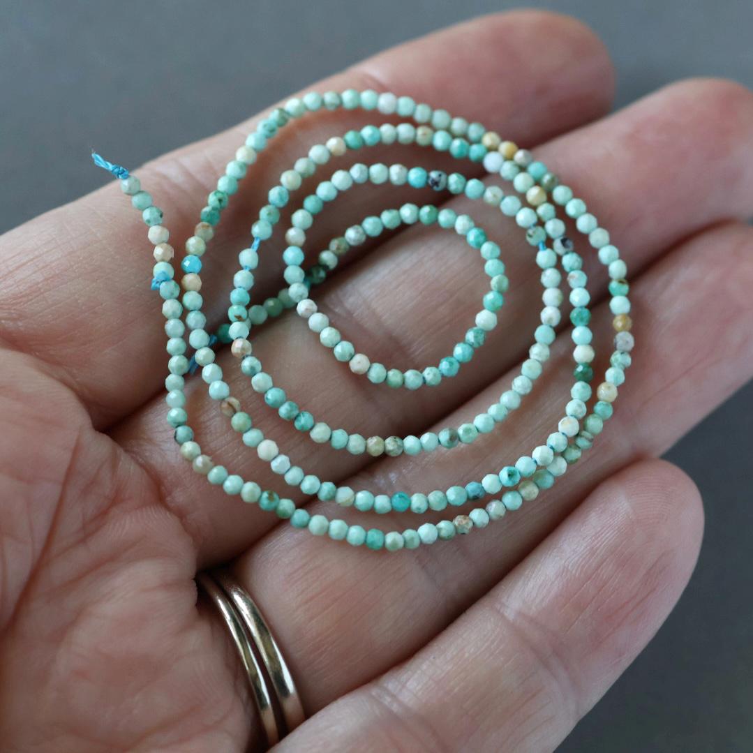 1.8mm Peruvian Turquoise Beads - Tiny Faceted Round Natural Gemstone 15" Strand
