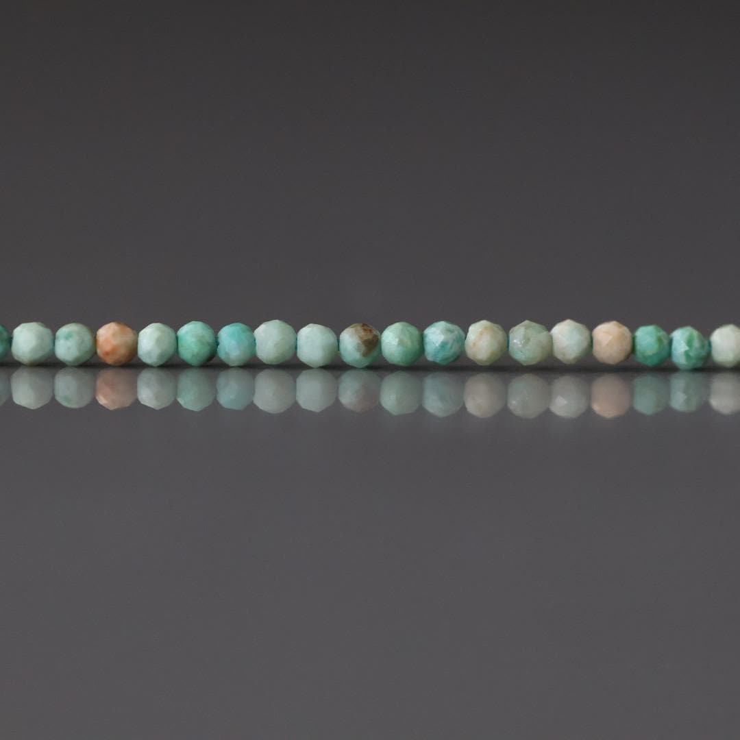 1.8mm Peruvian Turquoise Beads - Tiny Faceted Round Natural Gemstone 15" Strand