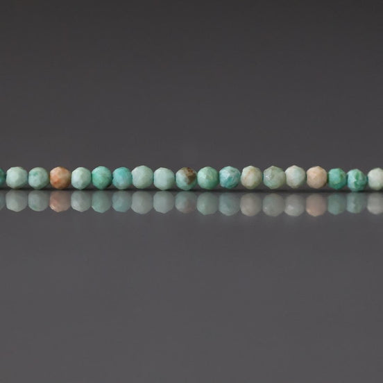 1.8mm Peruvian Turquoise Beads - Tiny Faceted Round Natural Gemstone 15" Strand