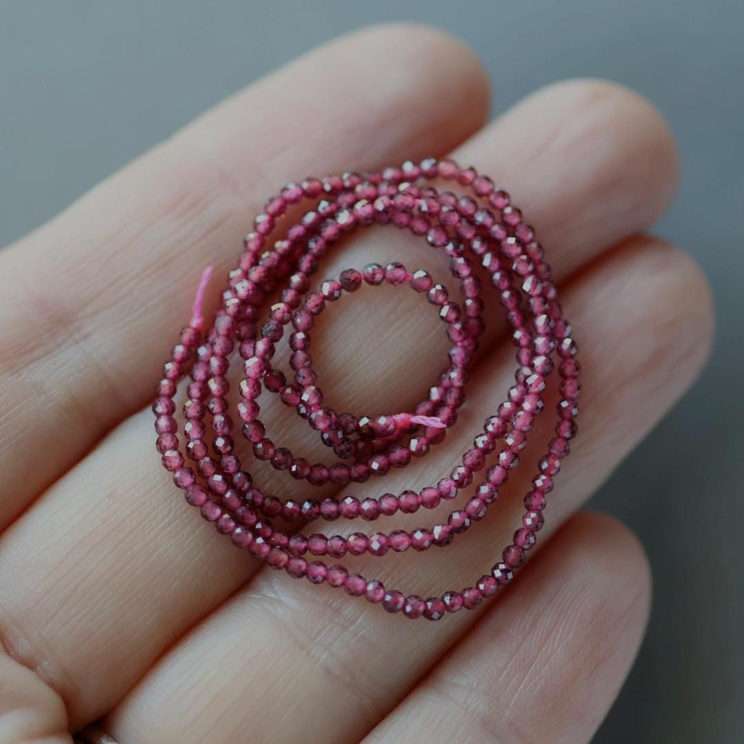 1.8mm AAA Pyrope Garnet Beads Micro Faceted Beads 15" Natural Garnet Gemstone Beads Beading Crafter Gift