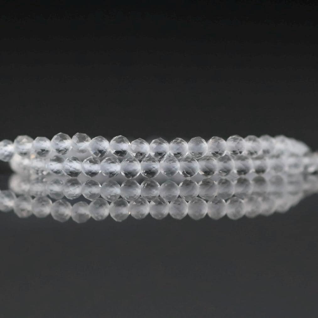 1.9‚Äì2mm Rock Quartz Beads ‚Äì Tiny Faceted Round Natural Gemstone 15" Strand