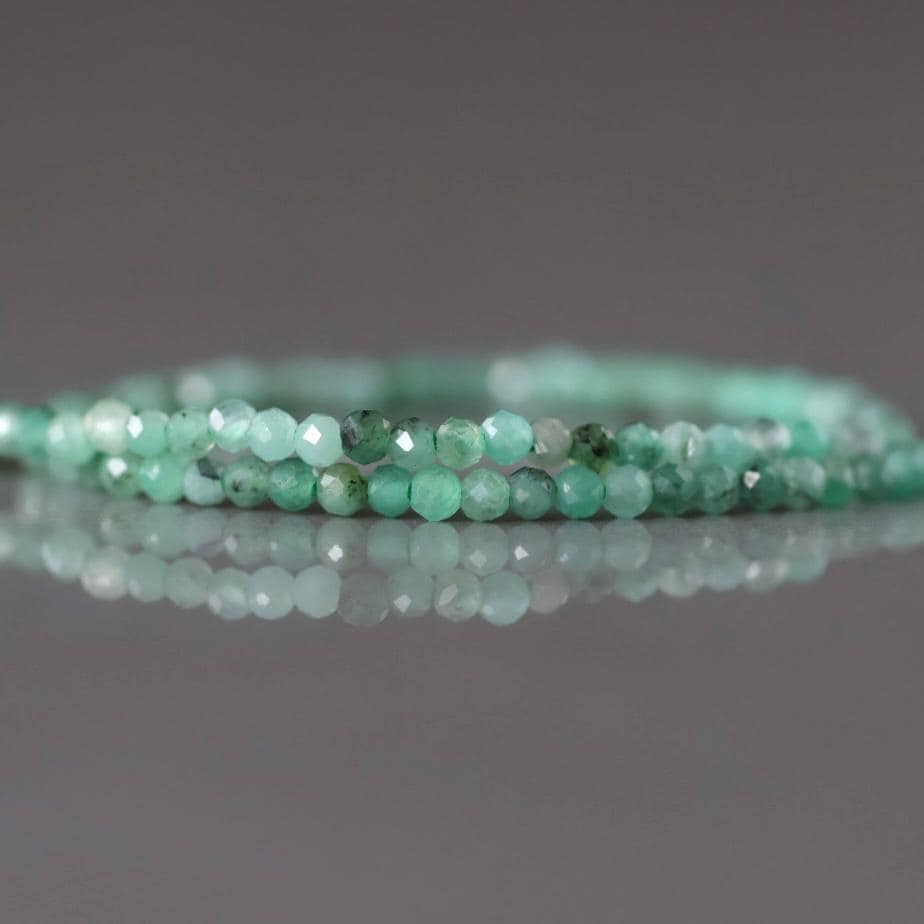 1.9mm Emerald Beads – Tiny Faceted Round Natural Gemstone 15" Strand