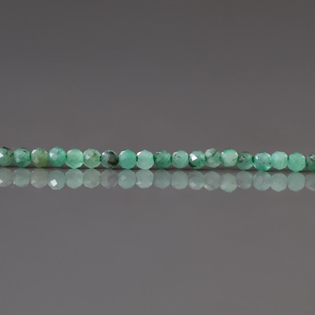 1.9mm Emerald Beads – Tiny Faceted Round Natural Gemstone 15" Strand