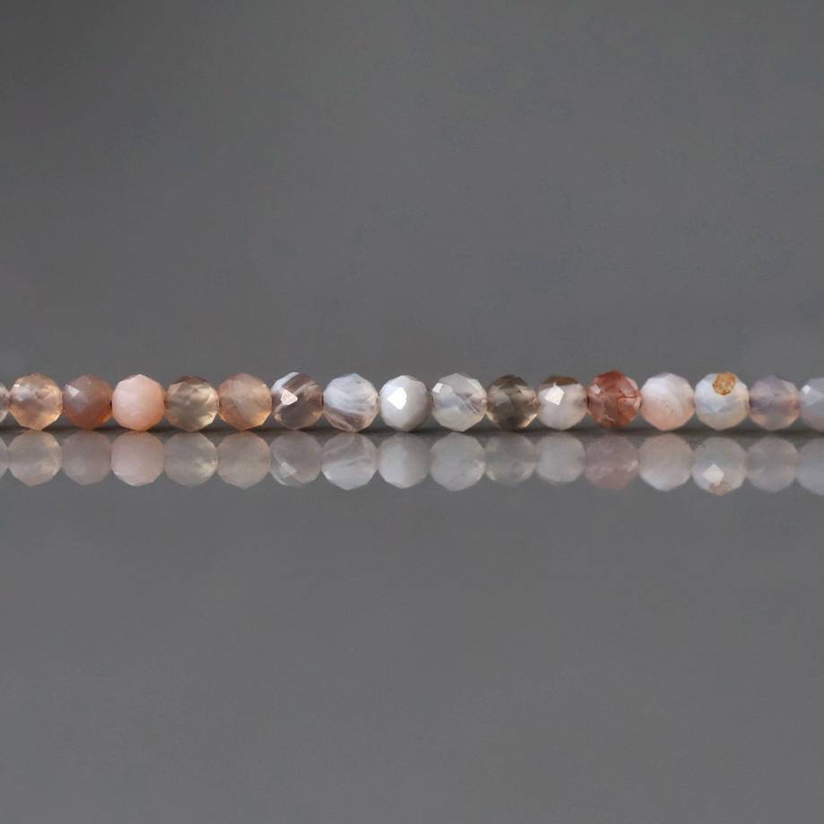 2mm Botswana Agate Beads – Tiny Faceted Round Natural Gemstone 15" Strand