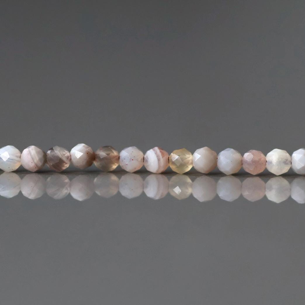 2mm Botswana Agate Beads – Tiny Faceted Round Natural Gemstone 15" Strand