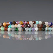 1.9mm 2mm Multi Gemstone Micro Beads - Tiny Faceted Round Natural Gemstone 15