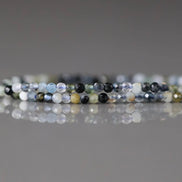 1.9mm Aquamarine with Tourmaline Inclusion Beads – Tiny Faceted Round Natural Gemstone 15