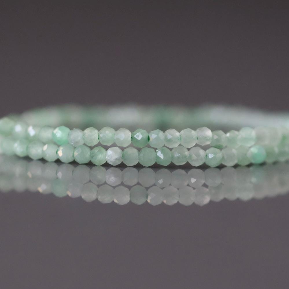 1.9mm Burma Jade Beads - Tiny Faceted Round Jadeite Natural Gemstone 15" Strand