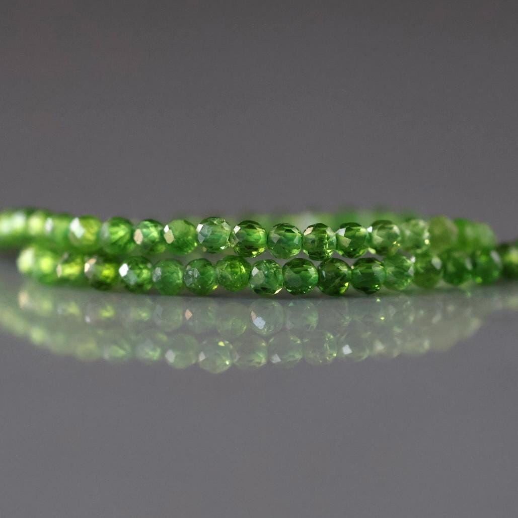 1.9mm AAA Chrome Diopside Faceted Beads Genuine Small Emerald Green Beads 15" Gemstone Beads for Jewelry Making