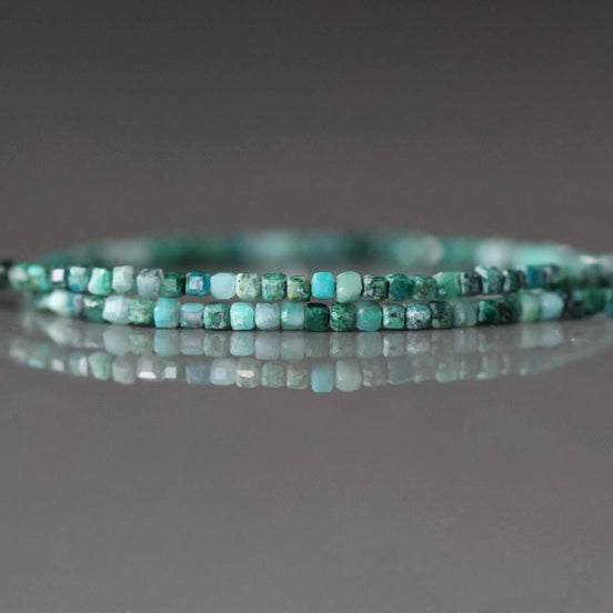 1.9mm 2mm Rare Malacholla Cube Beads 15”Tiny Malachite Bead Chrysocolla Gemstone Beads for Jewelry Making Beading Gift Crafter