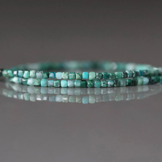 1.9mm Rare Malacholla Cube Beads 15” ( Malachite + Chrysocolla)