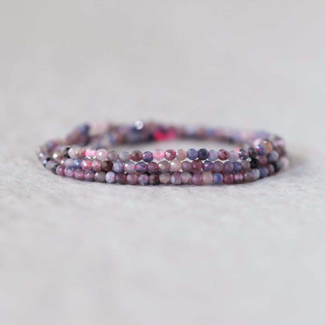 1.9mm Ruby Sapphire Faceted Beads Tiny Genuine Gemstone Small Beads 15” Strand for DIY Jewelry Making Beading