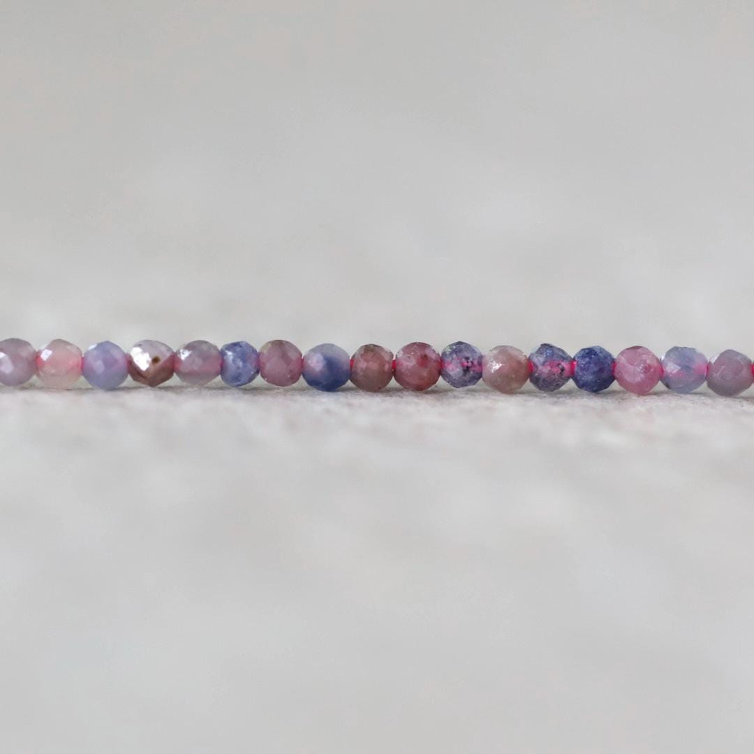 1.9mm Ruby Sapphire Faceted Beads Tiny Genuine Gemstone Small Beads 15” Strand for DIY Jewelry Making Beading