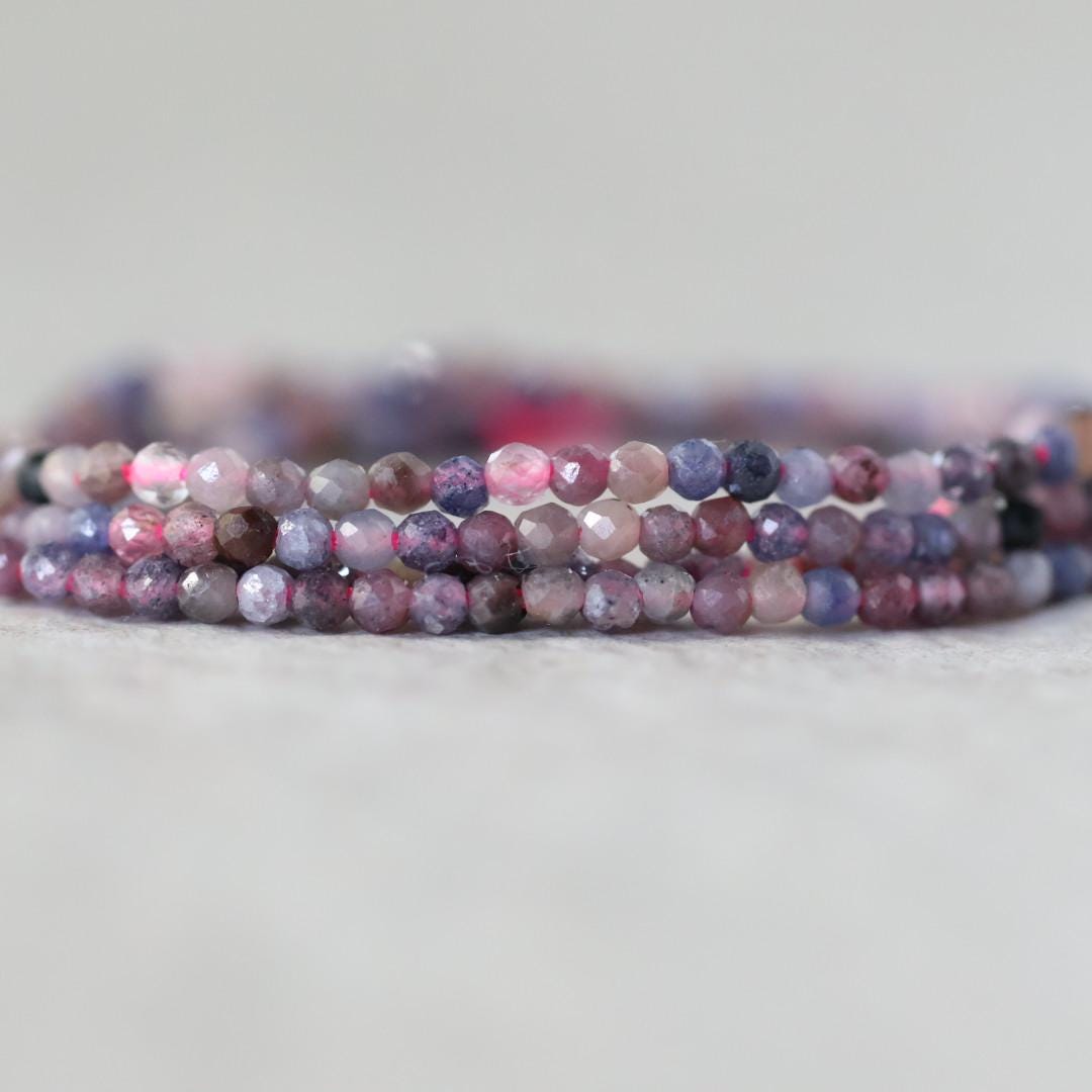 1.9mm Ruby Sapphire Faceted Beads Tiny Genuine Gemstone Small Beads 15” Strand for DIY Jewelry Making Beading