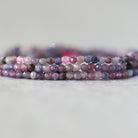 1.9mm Ruby Sapphire Faceted Beads Tiny Genuine Gemstone Small Beads 15” Strand for DIY Jewelry Making Beading