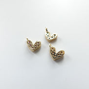 1 Piece 14k Gold Filled Paved Tiny Heart Charm CZ White Green Pink Heart Pendant Mini Heart Jewelry Making DIY Earrings Pendant