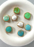 1 Piece Copper Wrapped Turquoise Coin Beads Green Blue Gemstone Beads Copper Wrapped Pearl Coin Beads Jewelry Making DIY Earrings Pendant