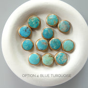 1 Piece Copper Wrapped Turquoise Coin Beads Green Blue Gemstone Beads Copper Wrapped Pearl Coin Beads Jewelry Making DIY Earrings Pendant