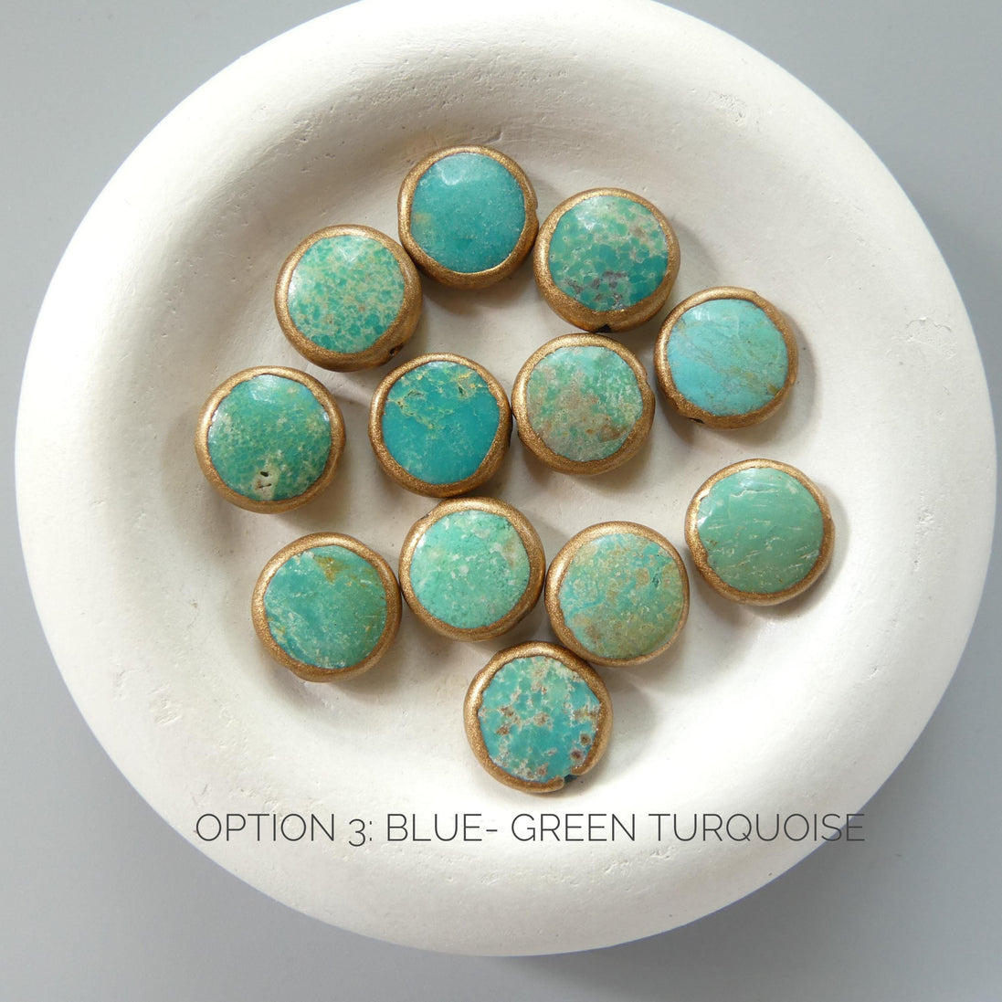 1 Piece Copper Wrapped Turquoise Coin Beads Green Blue Gemstone Beads Copper Wrapped Pearl Coin Beads Jewelry Making DIY Earrings Pendant