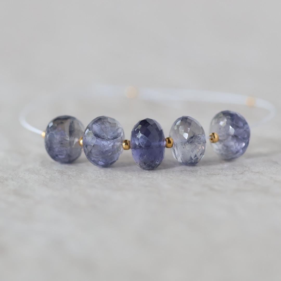 10mm AAA Iolite Beads Faceted Rondelles 5 Pcs Natural Blue Gemstone for DIY Jewelry Making