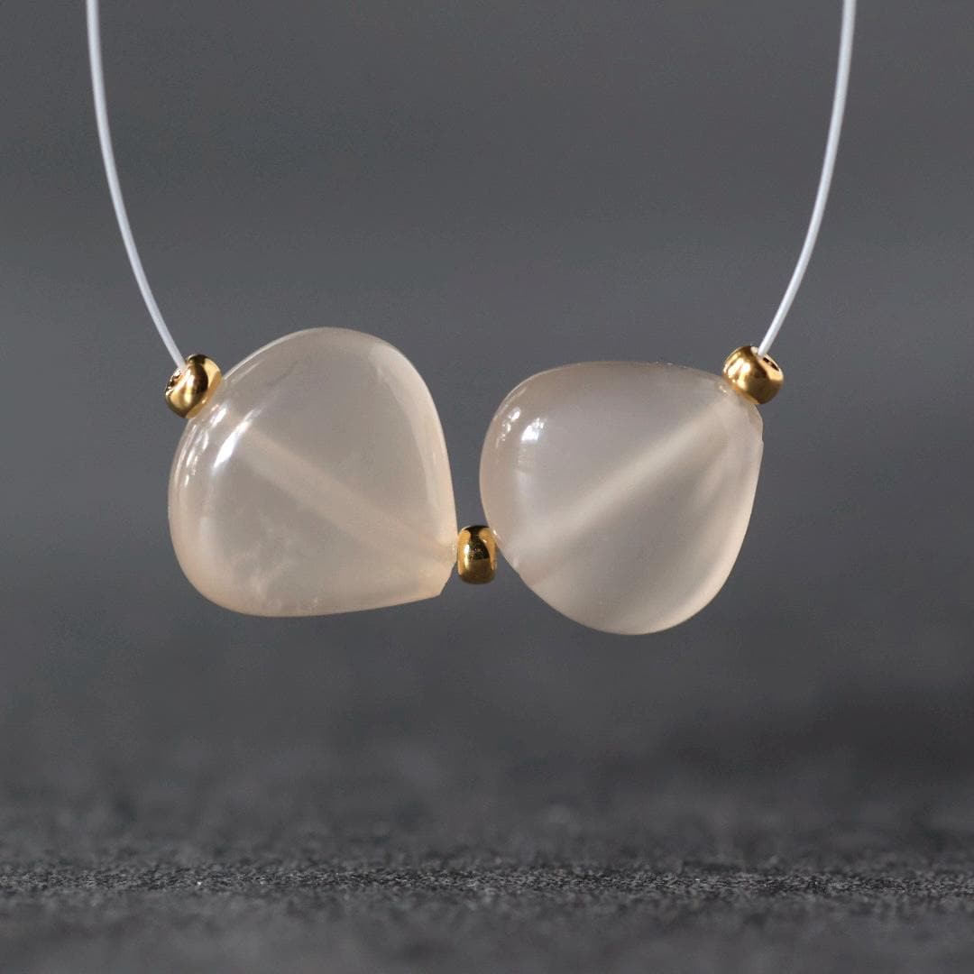 10mm AAA White Moonstone Heart Beads Smooth 2 Pcs Natural Gemstone for DIY Jewelry Making Necklace Earrings Supplies