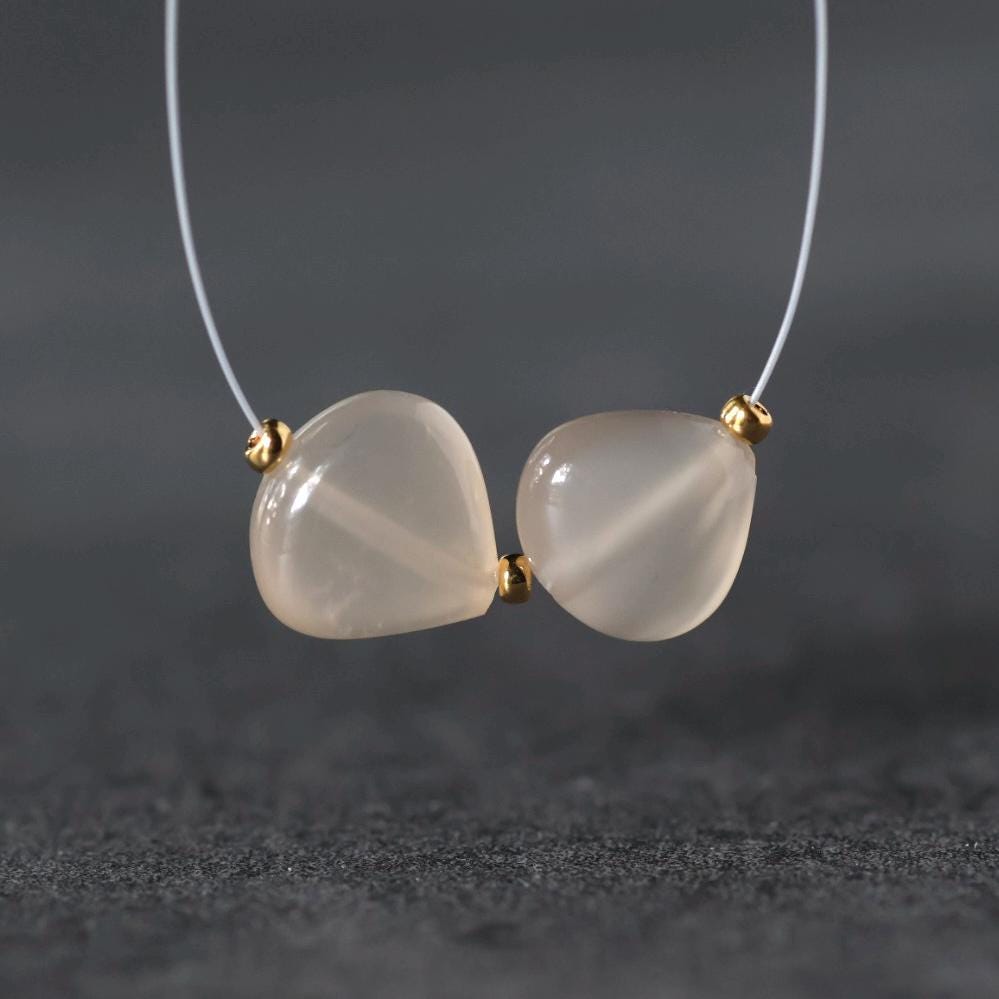 10mm AAA White Moonstone Heart Beads Smooth 2 Pcs Natural Gemstone for DIY Jewelry Making Necklace Earrings Supplies