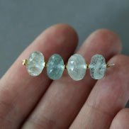 10mm Aquamarine Rondelle Beads Faceted 4 Pcs Gemstone Beads for Silk Knotting Jewelry Making DIY Necklace March birthstone