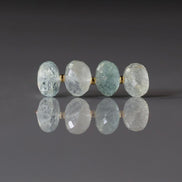 10mm Aquamarine Rondelle Beads Faceted 4 Pcs Gemstone Beads for Silk Knotting Jewelry Making DIY Necklace March birthstone