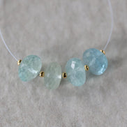 10mm Aquamarine Rondelle Beads Faceted 4 Pcs Natural Gemstone for DIY Jewelry Making Supplies
